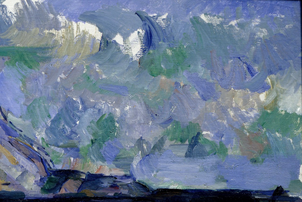 تفاصيل السماء في "" La montagne Sainte Victoire "". لوحة بول سيزان (1839-1906) بواسطة بول سيزان