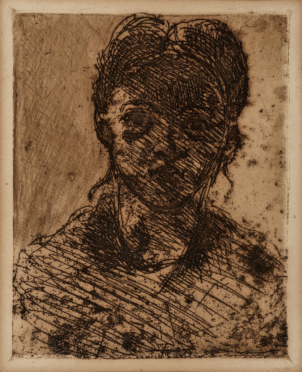 رأس البكر. نقش بول سيزان (1839-1906). النقش. قاتمة: 32.5 × 25 سم. Musee Granet ، إيكس إن بروفانس. بواسطة بول سيزان