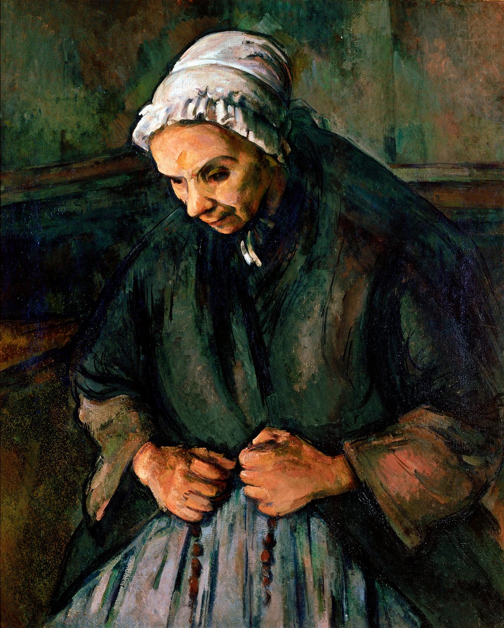 امرأة عجوز في الوردية لوحة بول سيزان (1839-1906) 1896 صن. 65x85 سم لندن ، المعرض الوطني بواسطة بول سيزان