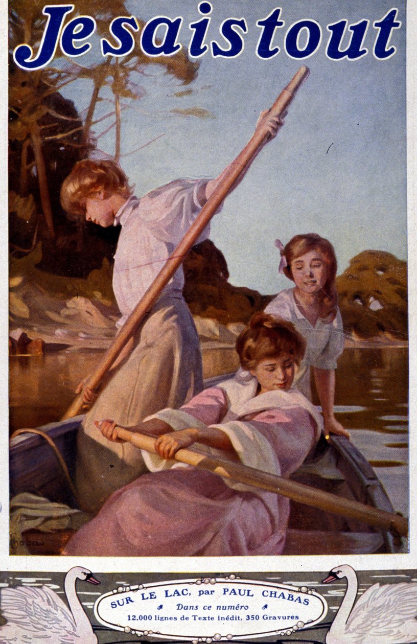 رسم إيضاحي "على البحيرة" لبول شاباس (1869 - 1937). "انا أعرف كل شيء"". بواسطة بول شاباس