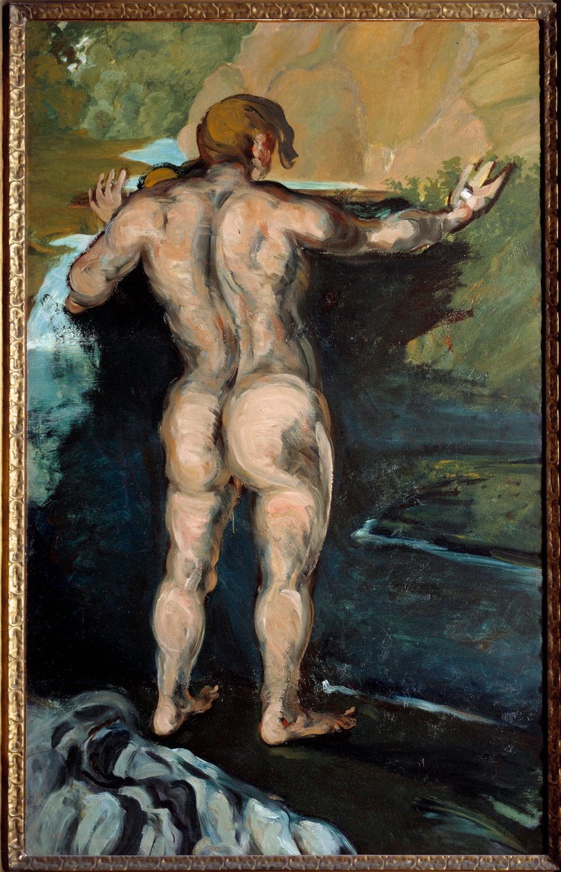 لوحة Bather and Rock بواسطة Paul Cezanne (1839-1906) 1868 نورفولك ، متحف كرايسلر بواسطة بول سيزان