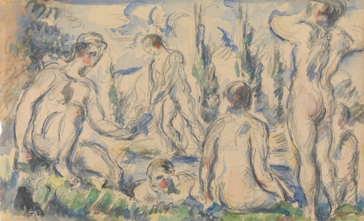 وجه السباحين ، ظهر أفقي ، كاليفورنيا. وجه 1888 ، والصفحة اليسرى. بواسطة بول سيزان