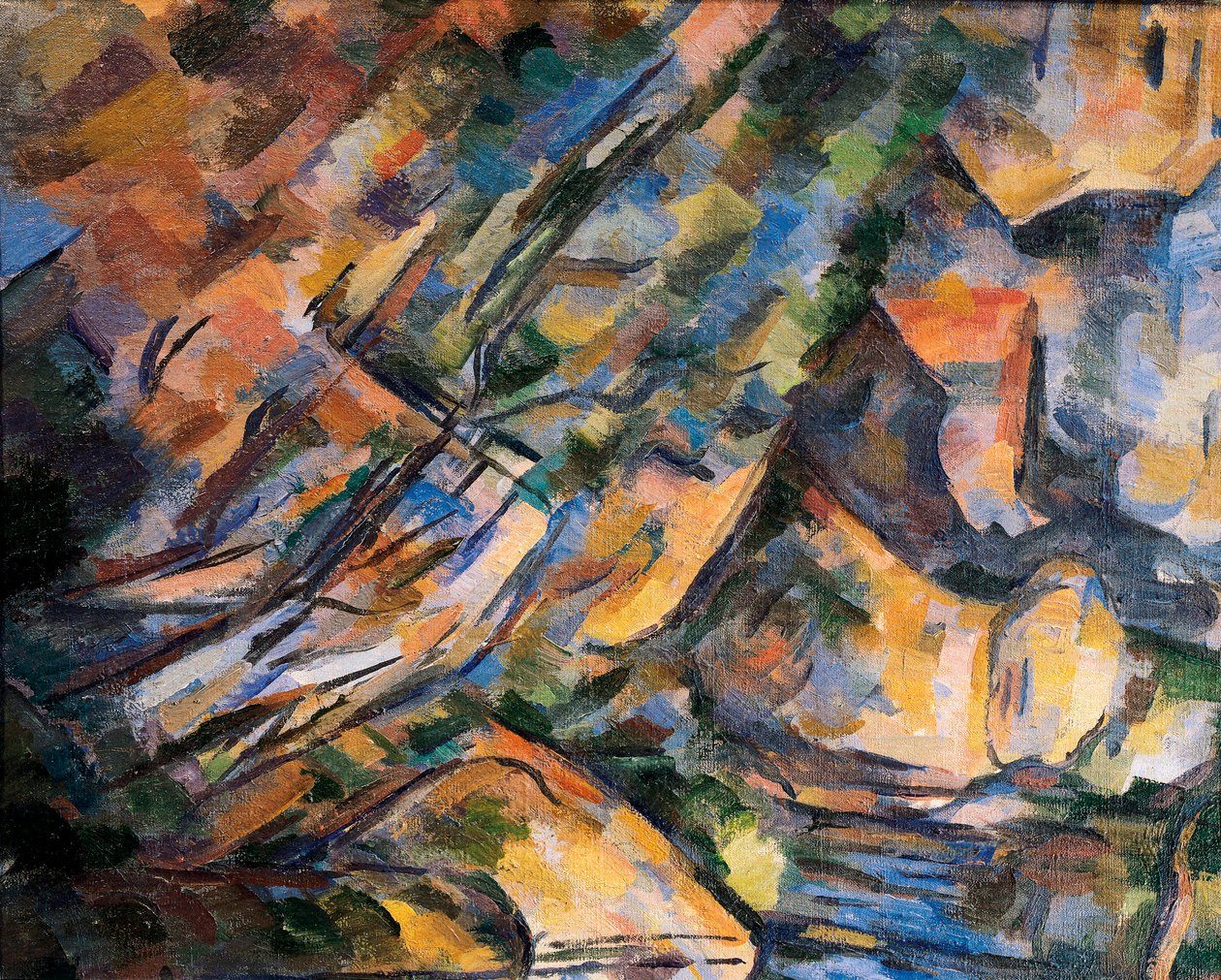 صخور بالقرب من الكهوف فوق شاتو نوار ، التفاصيل. لوحة بول سيزان (1839-1906) بواسطة بول سيزان