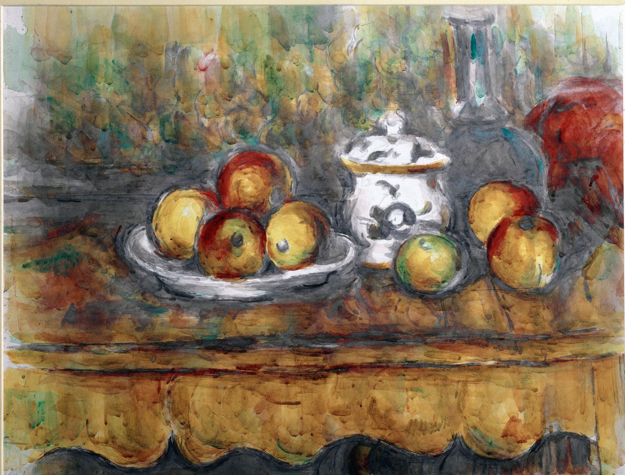 Still life a blue bottle Watercolour by Paul Cezanne (1839-1906) 1900 approx. Sun. 48x63 cm Vienna, Kunsthistorisches Museum, Nude Gallery in der Stallburg بواسطة بول سيزان