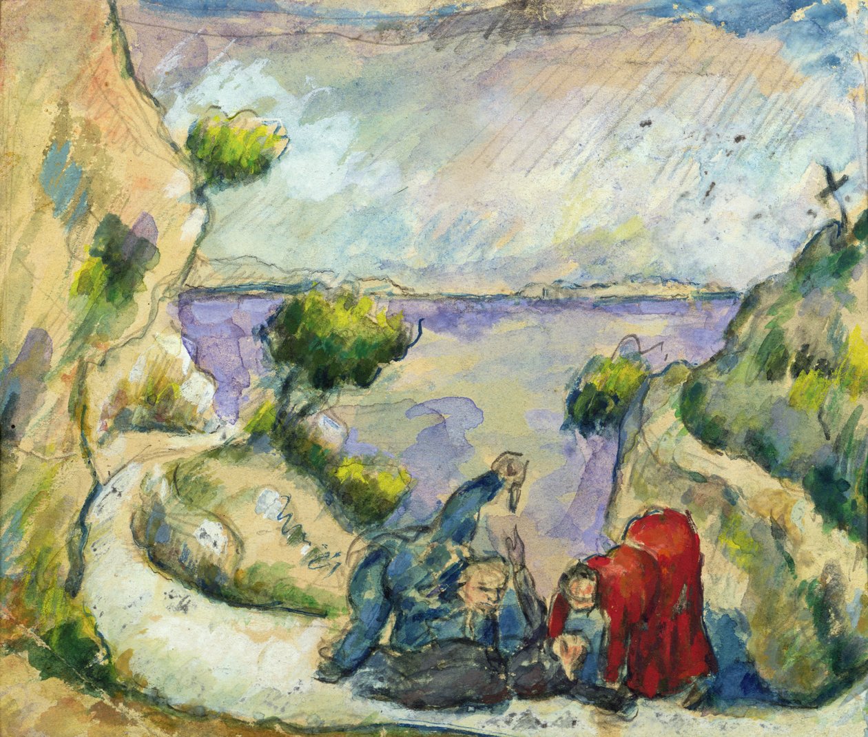 القتل ، حوالي 1867-1870 (ألوان مائية وغواش على ورق) بواسطة بول سيزان