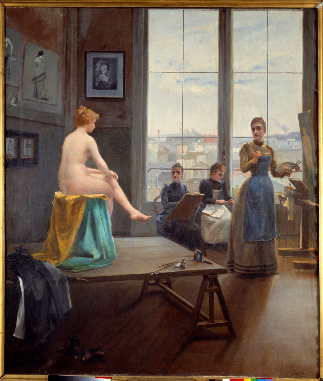ورشة عمل للفتيات الصغيرات نموذج للرسامات الشابات. رسم بول دوثويت (فعل في 1858 -؟) 1896 خافت. 1،20 x 1،04 م باو ، متحف الفنون الجميلة بواسطة بول دوثويت