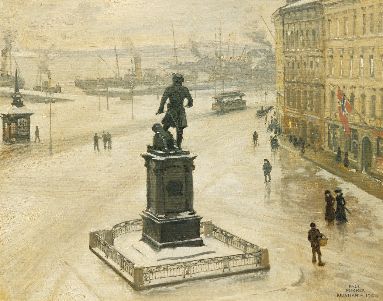 تمثال Tordenskiold مقابل Piperviken ، ميناء أوسلو ، 1906 بواسطة بول فيشر