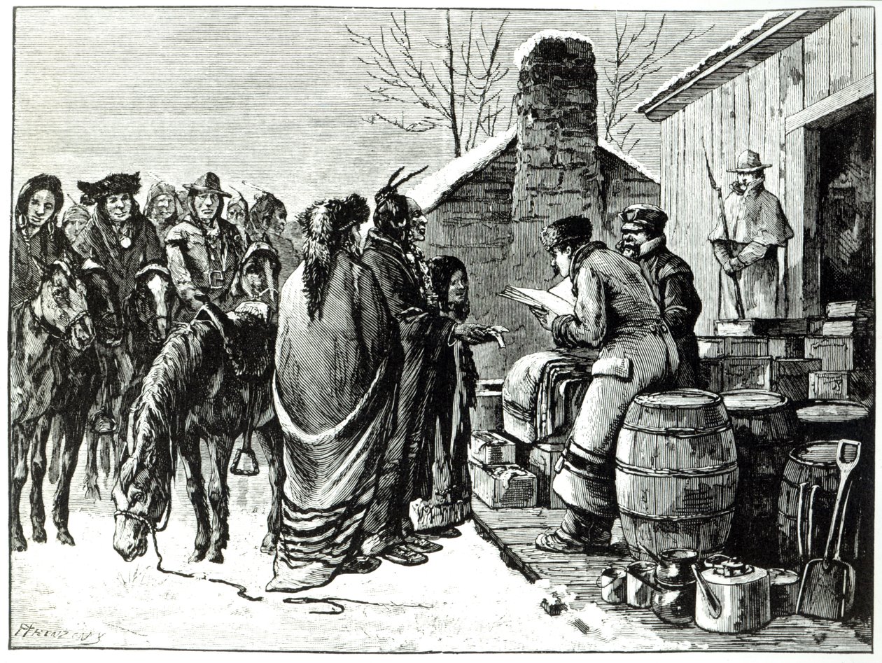 Reservation Indians receving rations from government agents (engraving) بواسطة بول فرنزيني