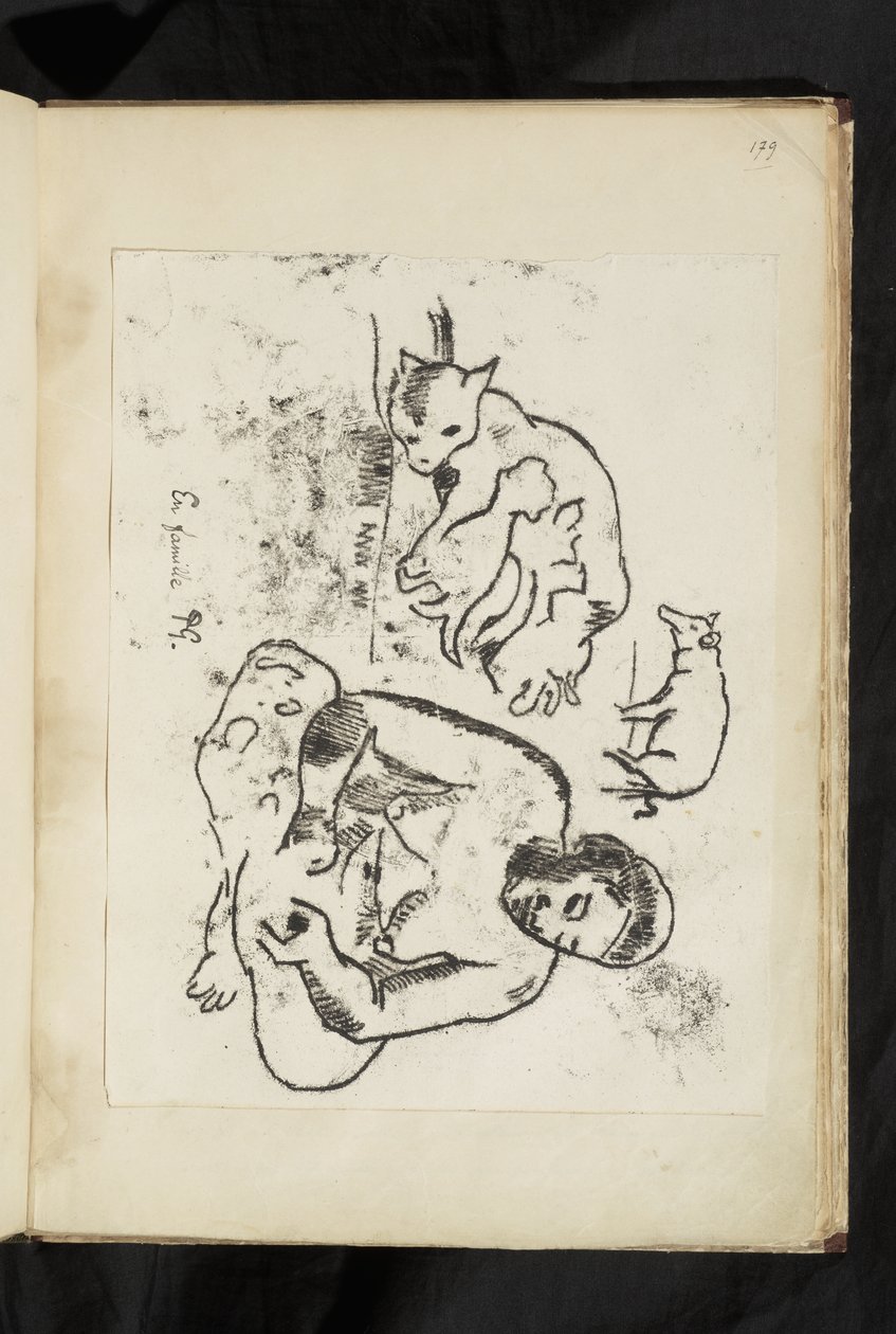 Avant et après - Seated woman, cat with kittens and a pig بواسطة بول غوغان