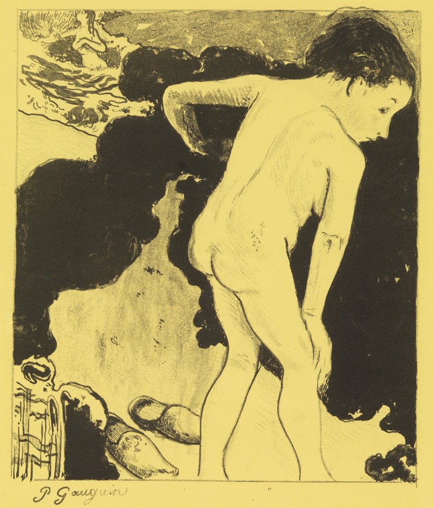 باشرز في بريتاني ، من جناح فولبيني: مطبوعات حجرية Dessins ، 1889. ، 1889. بواسطة بول غوغان