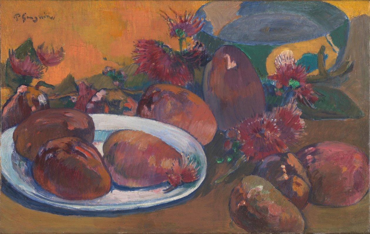 الفرنسية  Nature morte morte aux mangues Stil life with Mangos بواسطة بول غوغان