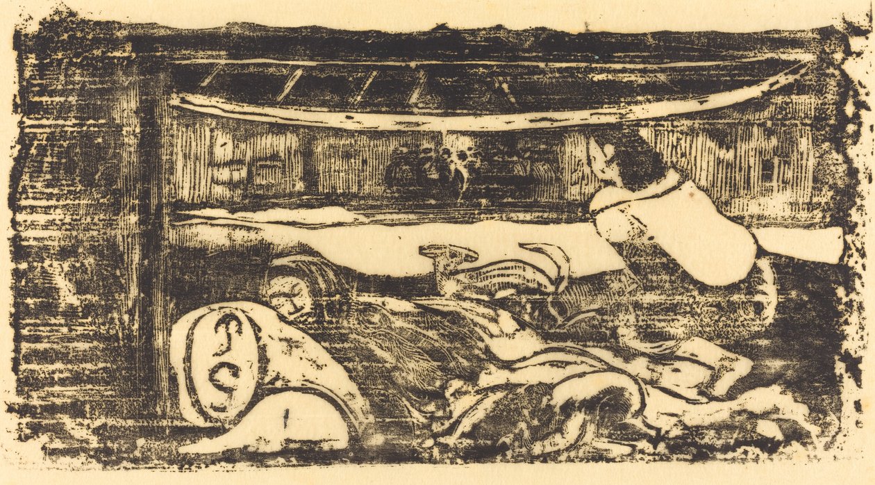 الجزء الداخلي لقضية الكوخ الداخلي ، في عام 1895 أو بعده. بواسطة بول غوغان