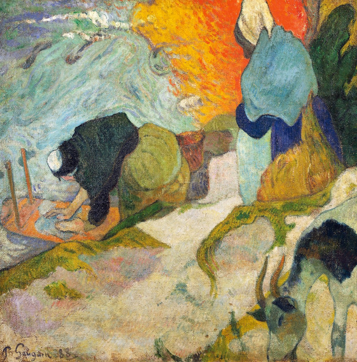 Laveuses à Arles (Washerwomen in Arles) 1888 (oil on canvas) بواسطة بول غوغان