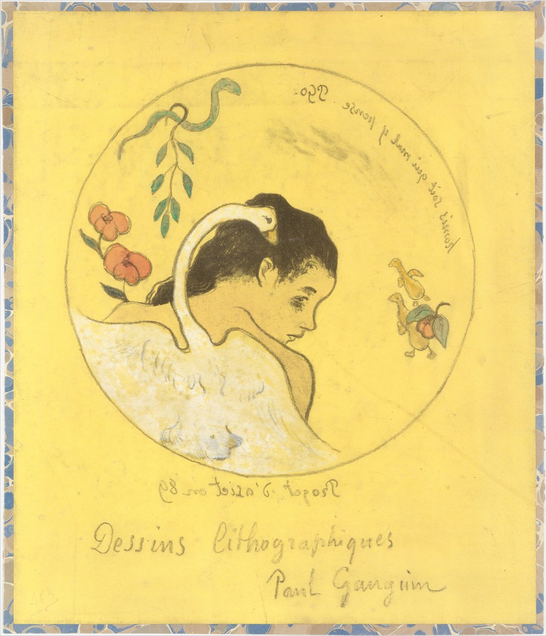 Leda Design for a Plate: عار على أولئك الذين يفكرون في الشر هوني Soit Qui Mal y Pense ... ، 1889. بواسطة بول غوغان