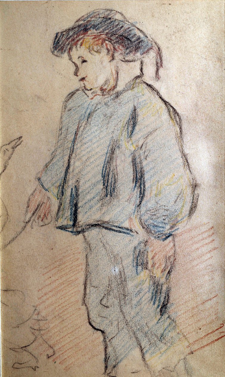 صبي بريتون الصغير رسم أوزة من قبل بول غوغان (1848-1902) مجموعة خاصة من القرن التاسع عشر بواسطة بول غوغان