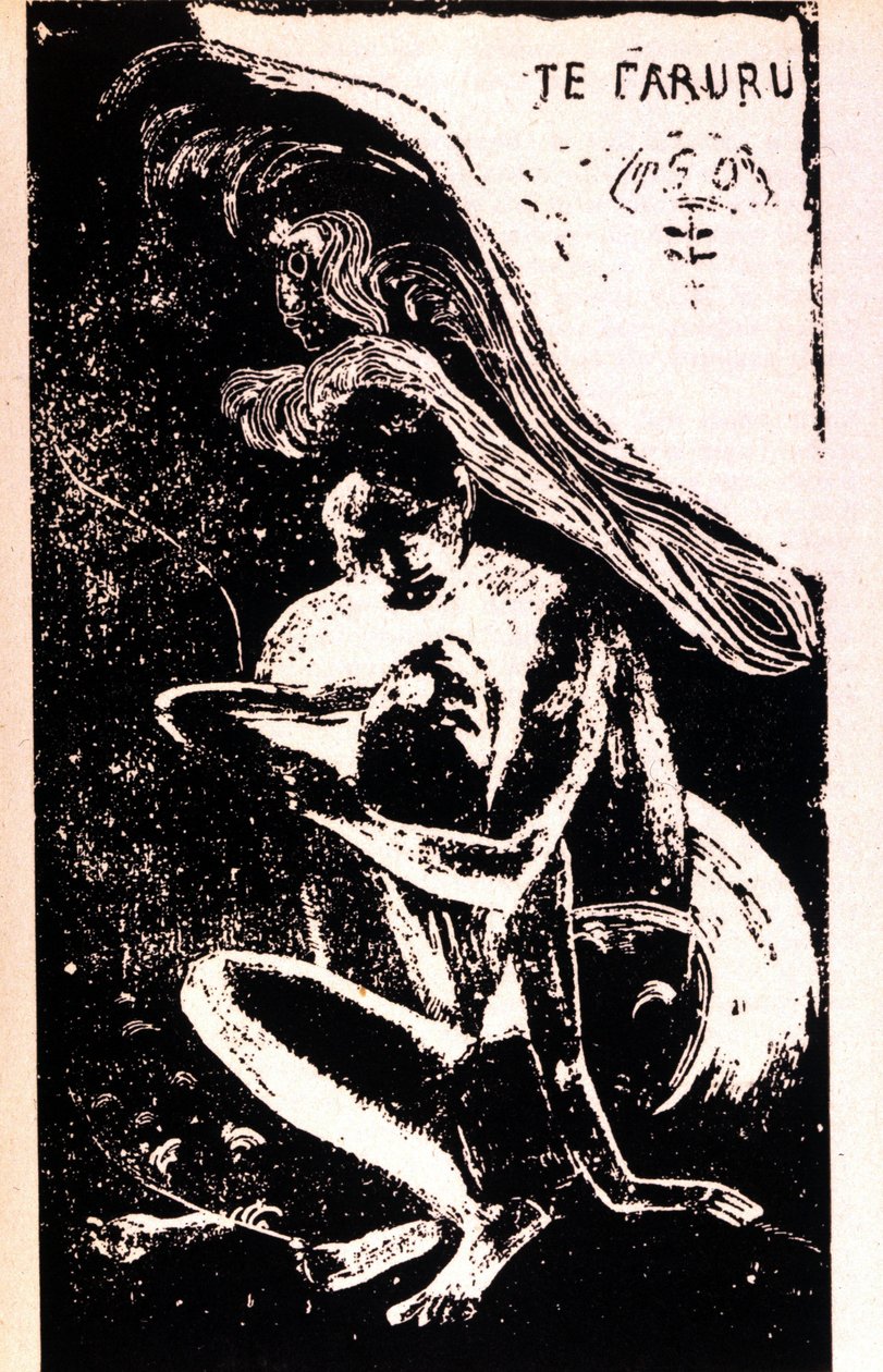 بول غوغان "" تي فارورو "" "(يمارسون الحب). Xylography of the Tahitian period by Paul Gauguin (1848 - 1903). 1891 - 1897. بواسطة بول غوغان