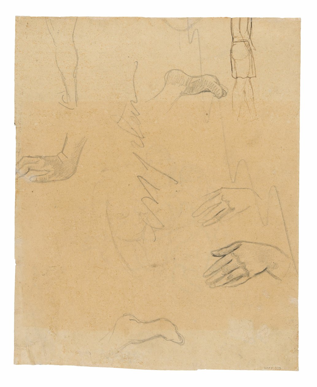 اسكتشات لأشكال وأيادي وأقدام (تتعلق بالرسم Aha oe feii؟ [What! هل أنت غيور؟]) بواسطة بول غوغان