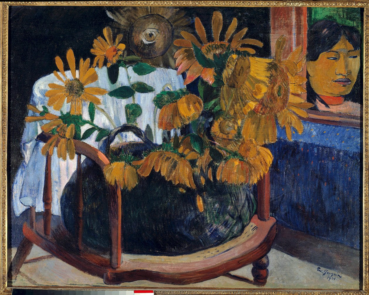 Sunflowers in an armchair Painting by Paul Gauguin (1848-1903) 1901 Saint Petersburg. Hermitage Museum بواسطة بول غوغان