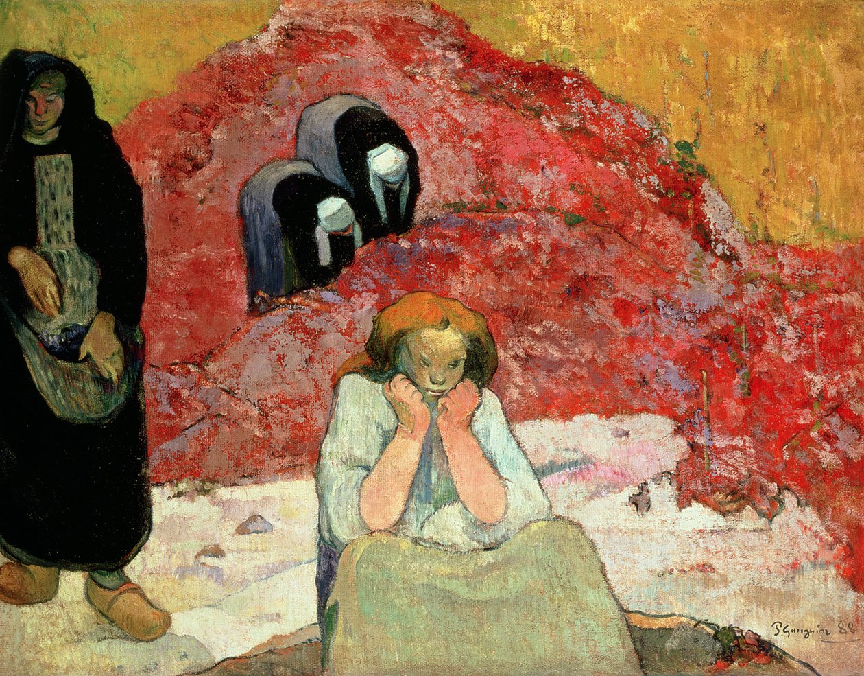 حصاد العنب في آرل. "Miseres Humaines" ، 1888 (زيت على قماش الجوت) بواسطة بول غوغان