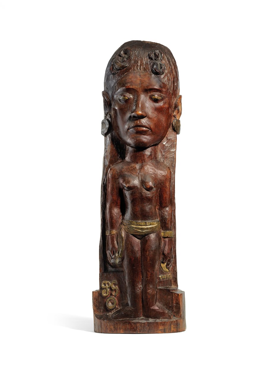 تيريز ، c.1902-3 (خشب ميرو منحوت ، مذهّب ومسامير نحاسية) (انظر أيضًا 2835560-2) بواسطة بول غوغان