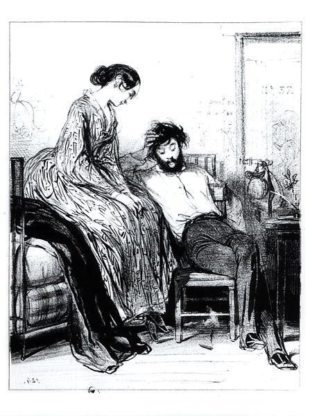 In Prison for Debt at Clichy، c.1830-40 (litho) (b / w photo) بواسطة بول جافارني