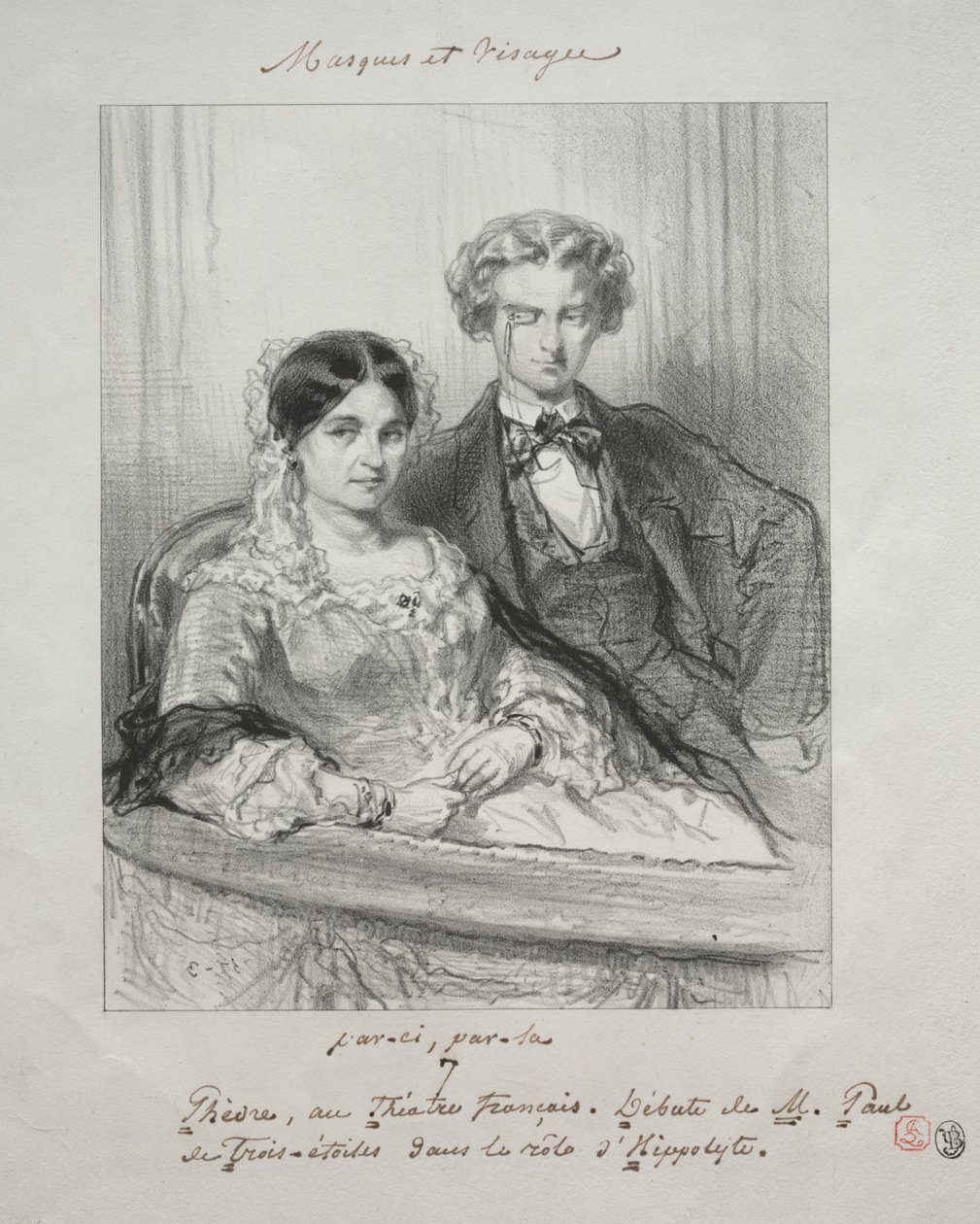 الأقنعة والوجوه: Paric، par-la: Phèdre at the Théâtre-Francais الظهور الأول للسيد Paul de Trois-Etoiles في دور Hippolyte بواسطة بول جافارني