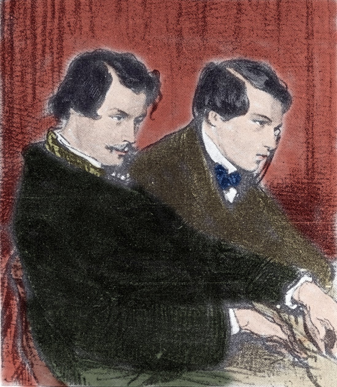صورة لإدمون غونكور (1822-1896) وجول غونكور (1830-1870) كتابان. رسم بول جافارني (1804-1866) القرن التاسع عشر بواسطة بول جافارني