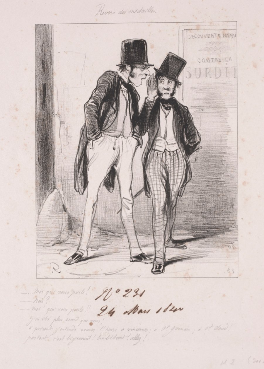 الجانب الآخر من الميداليات: Moi qui parle parle، 1840. بواسطة بول جافارني