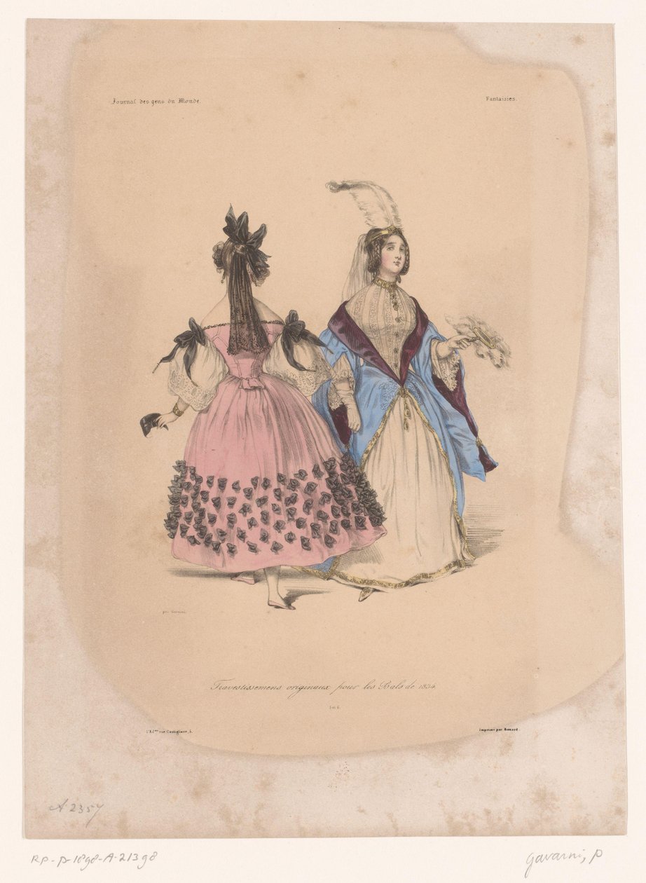 امرأتان في العباءات الكرة Travestissemens Originaux pour les Bals de 1834 (العنوان على الكائن) ملابس خيالية (عنوان المسلسل) الخيال (عنوان المسلسل على الكائن) بواسطة بول جافارني