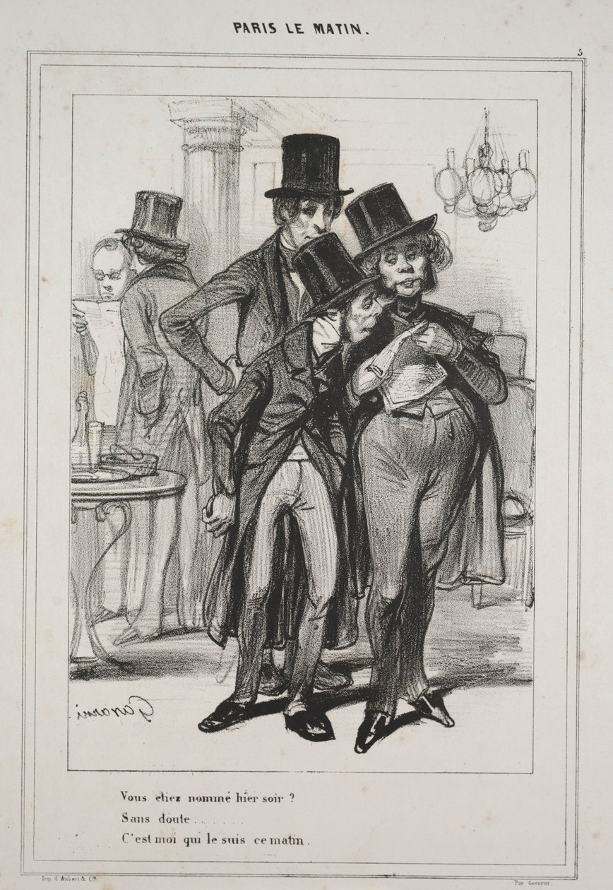 تم تعيينك الليلة الماضية ... ، من سلسلة Paris Le Matin ، 1839. بواسطة بول جافارني