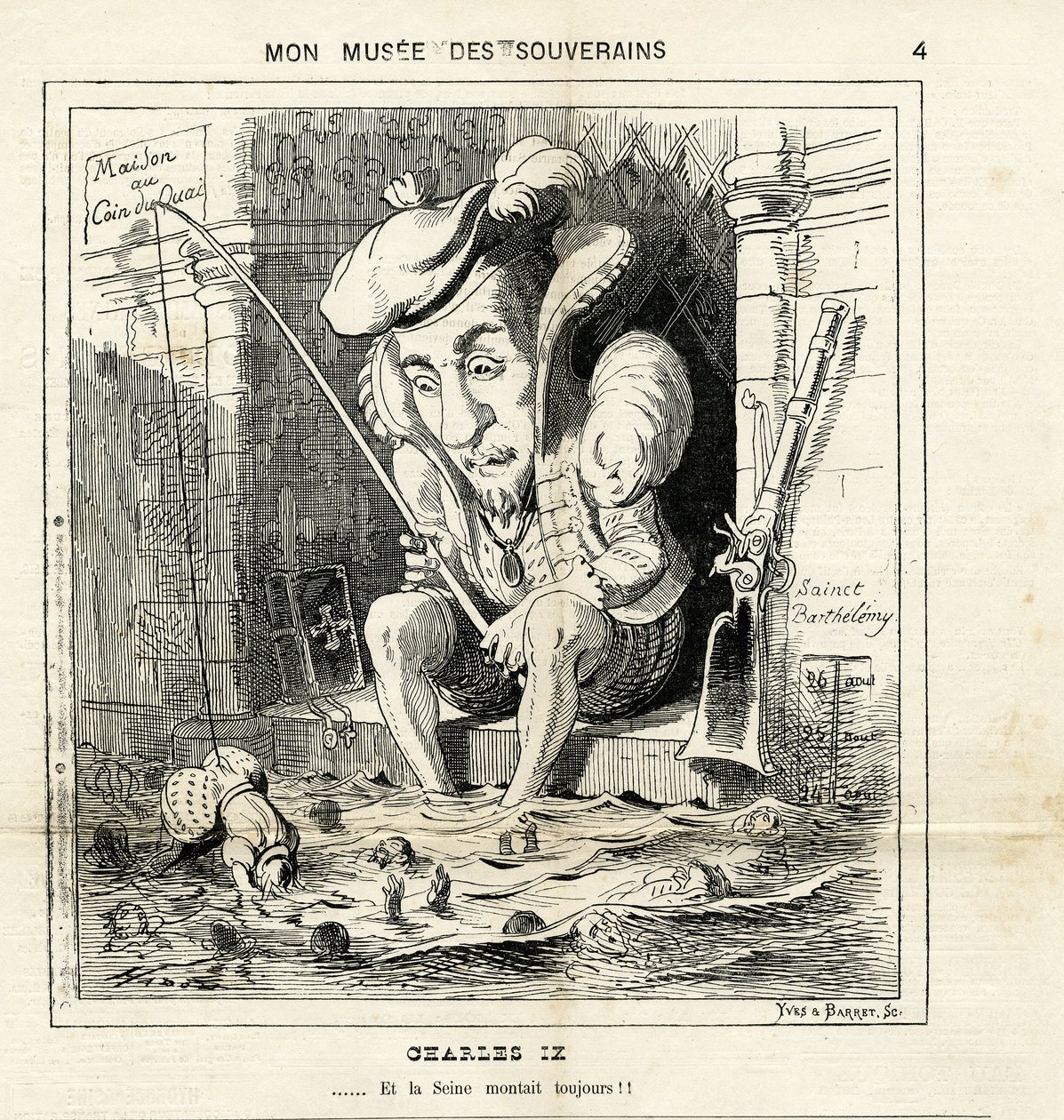 caricature of Charles IX in Le Charivari بواسطة بول هادول
