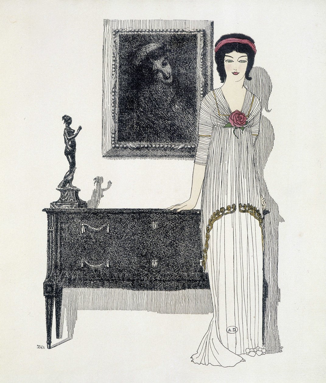 إنشاء بول بوارت من "" Les Dresses de Paul Poiret "، رسم بول إيريبي. 1908 بواسطة بول ايريبي