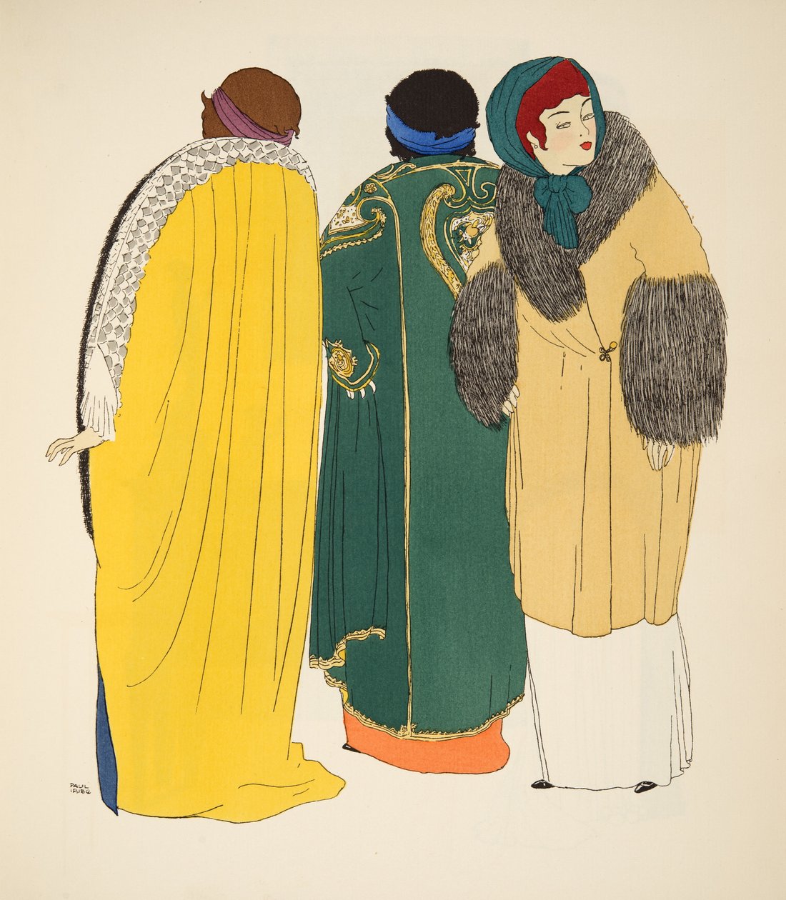 ثلاثة معاطف من حانة Les Robes de Paul Poiret. 1908 (استنسل) بواسطة بول ايريبي