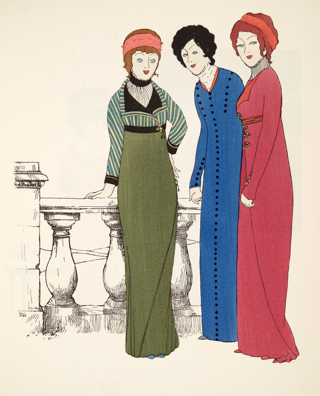 ثلاثة معاطف مساء الإمبراطورية خط من حانة Les Robes de Paul Poiret. 1908 (استنسل) بواسطة بول ايريبي