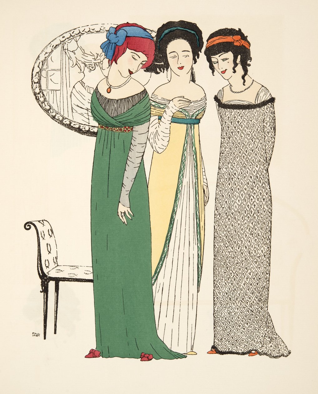 ثلاث فساتين سهرة من حانة Les Robes de Paul Poiret. 1908 (استنسل) بواسطة بول ايريبي