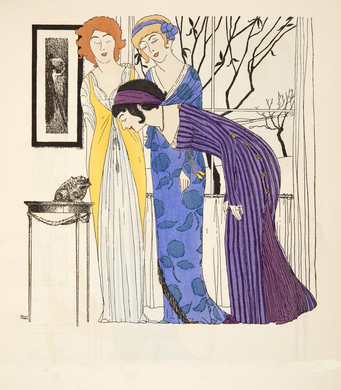 ثلاث فساتين خط الإمبراطورية من حانة Les Robes de Paul Poiret. 1908 (استنسل) بواسطة بول ايريبي