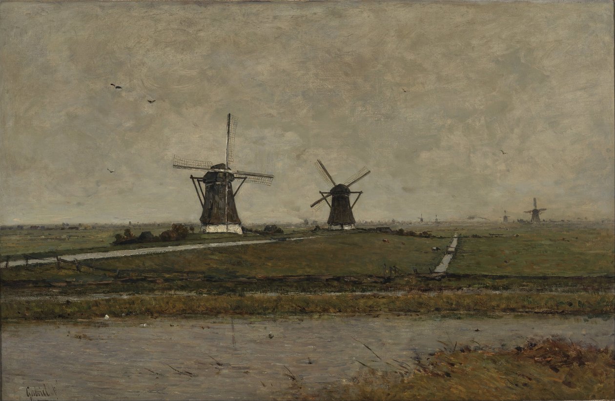 Polder with Mills بالقرب من Overschie بواسطة بول جوزيف قسطنطين غابرييل