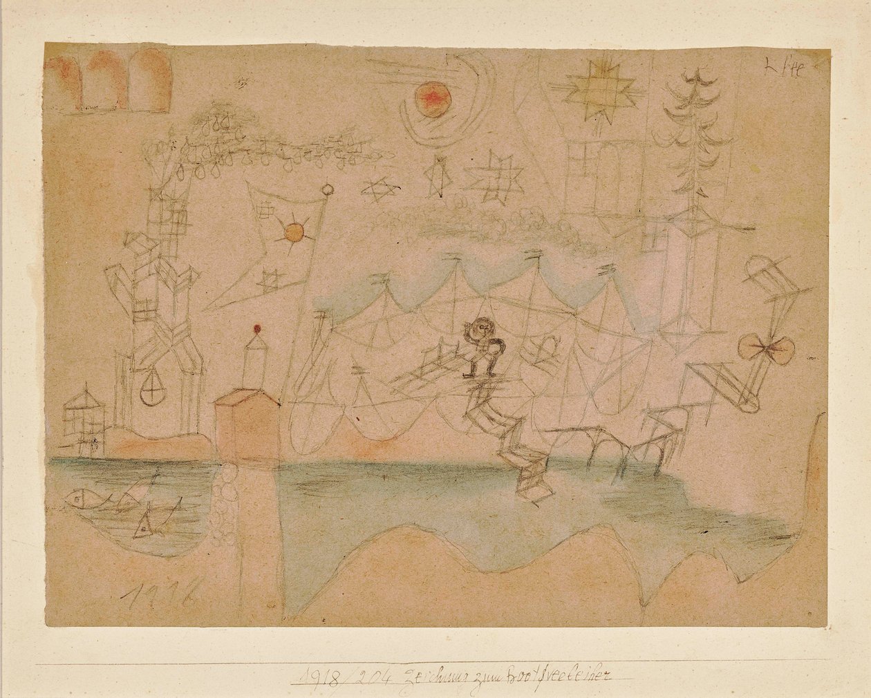 رسم إيجار قارب ، 1918. بواسطة بول كلي