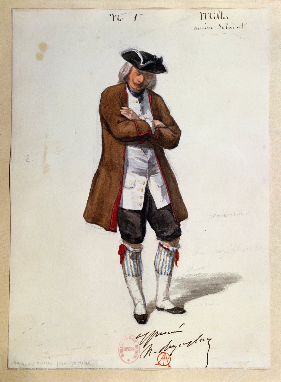 Costume for Luisa Miller by Giuseppe Verdi, sketch بواسطة بول لورمييه