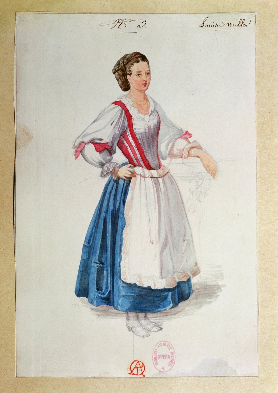 Costume for Luisa Miller by Giuseppe Verdi, sketch بواسطة بول لورمييه