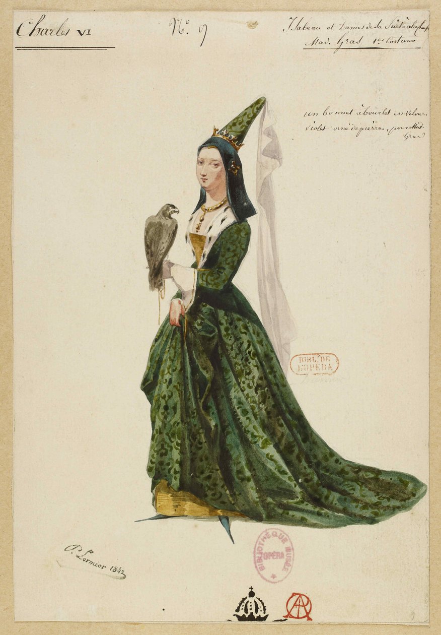 إيزابيلا بافاريا. تصميم أزياء أوبرا شارل السادس من قبل فرومينتال هاليفي ، 1843. بواسطة بول لورمييه