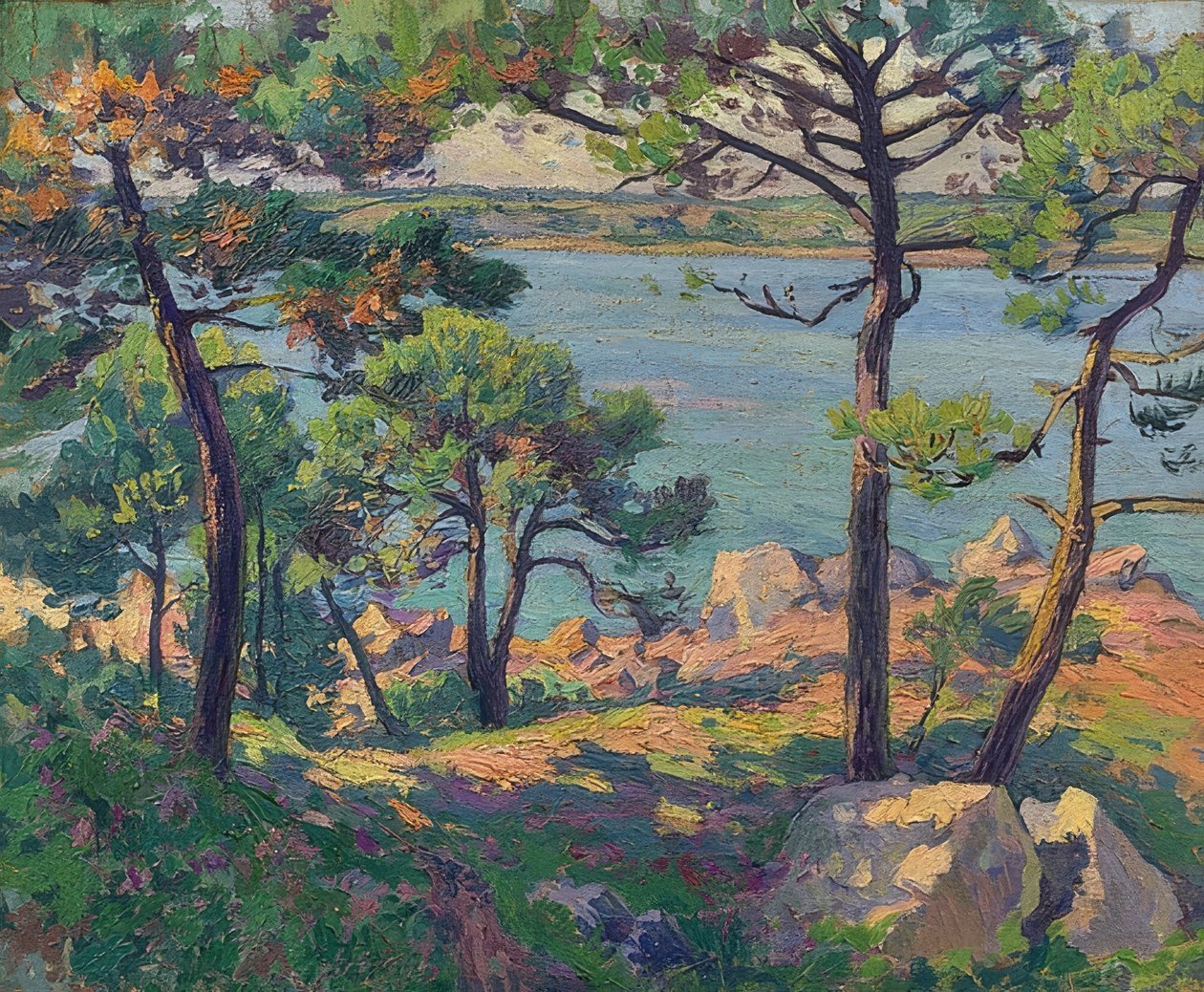 أشجار الصنوبر على نهر تريو. 1913 بواسطة بول مادلين