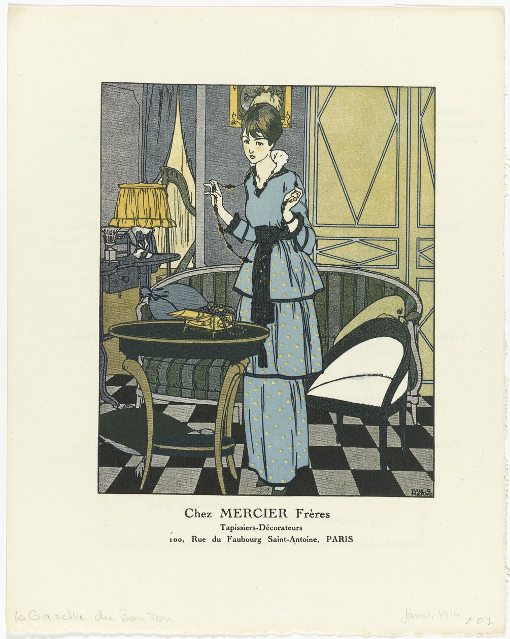 Gazette du Bon Ton ، 1914 - رقم 1: Chez MERCIER Frères / Upholsterers - Decorators (العنوان على الكائن) بواسطة بول ميراس