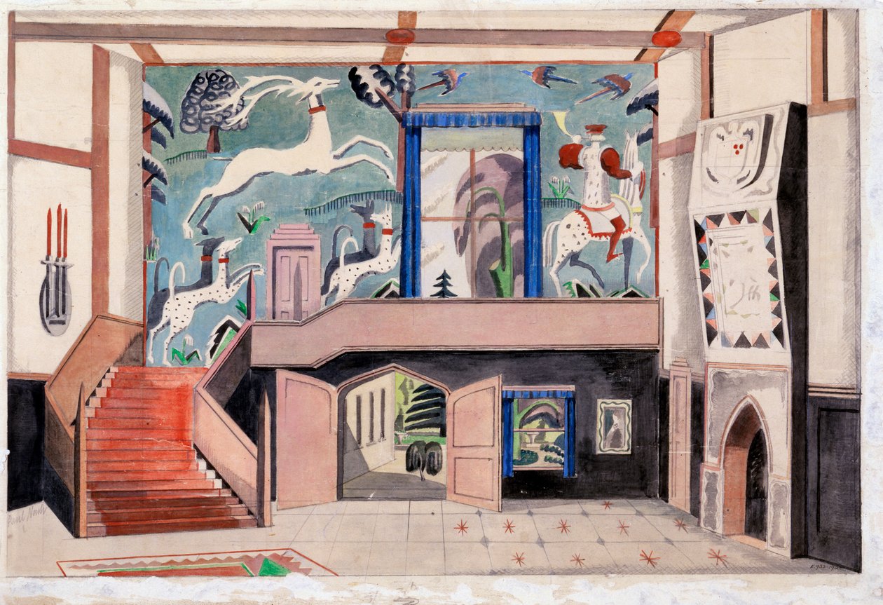 التصميم الداخلي ، حوالي 1920-30 ثانية (ألوان مائية على ورق) بواسطة بول ناش