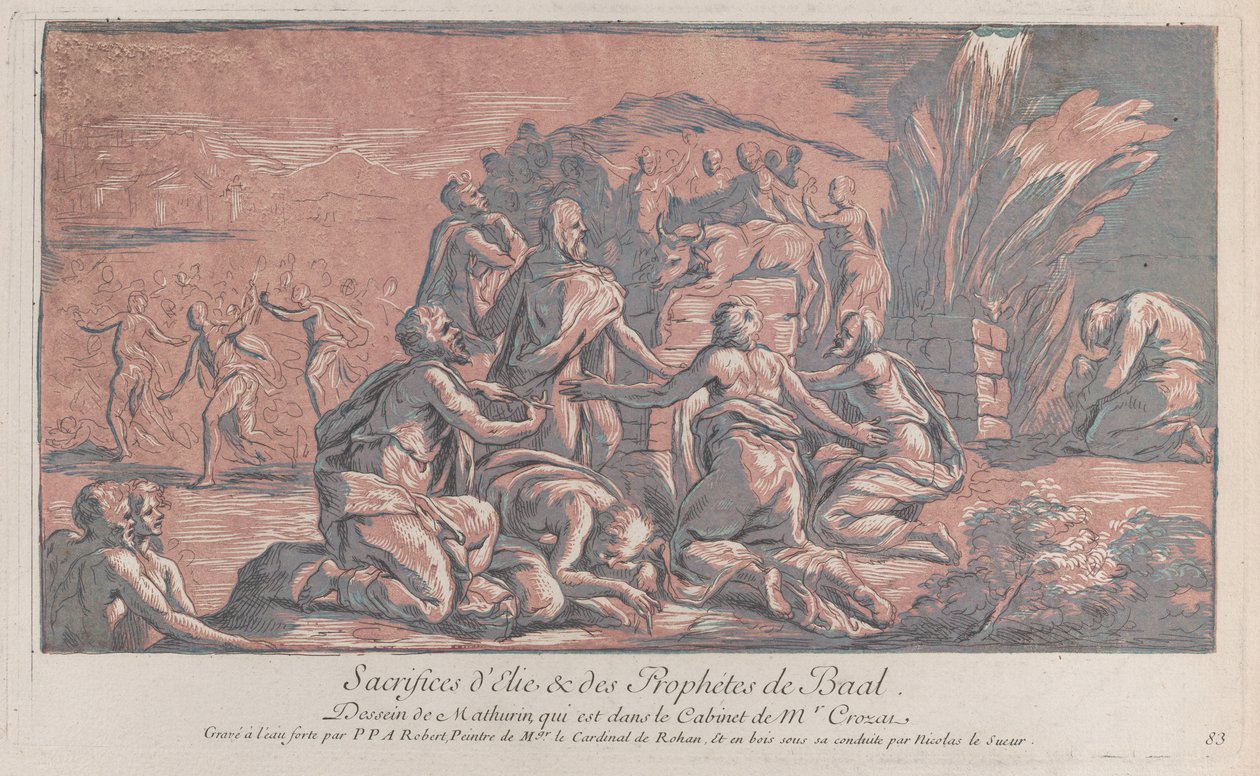 إيليا يتحدى النبي في ذبيحة ، ق. 1729. ، كاليفورنيا. 1729. بواسطة بول بونس أنطوان روبرت