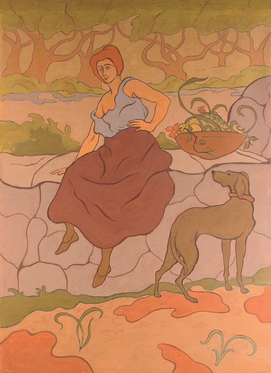 امرأة وكلب مع ذوي الياقات البيضاء. امرأة مع كلب يرتدي قلادة ، c.1894-1895 بواسطة بول إيلي رانسون