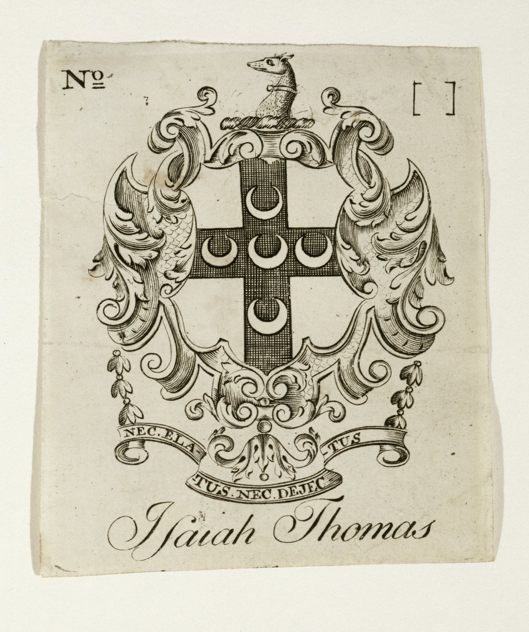 لوح الكتاب لإشعياء توماس (1749-1831) ، ج. 1765-1770 (نقش على ورق مضغوط) بواسطة بول ريفير