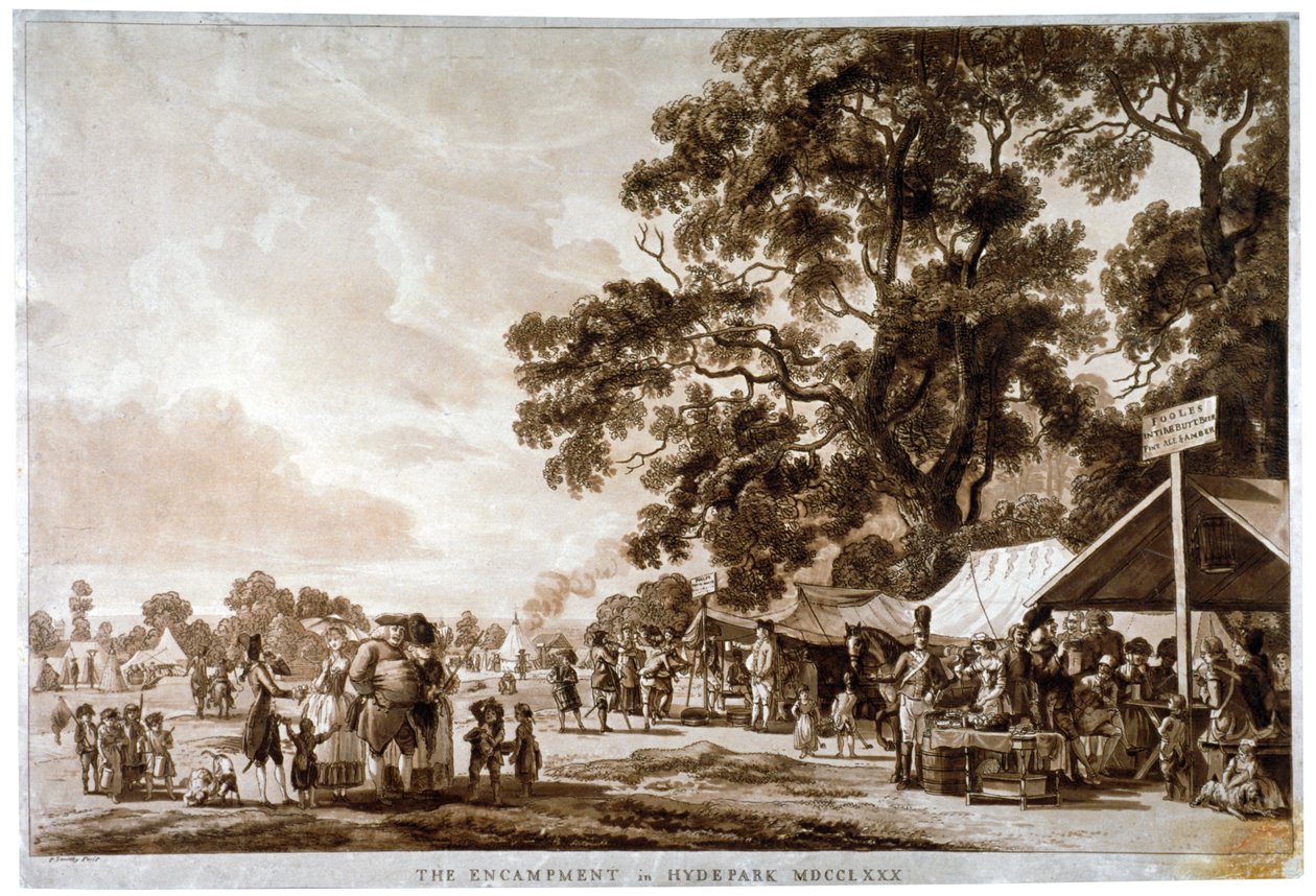 معسكر الجيش في هايد بارك ، لندن ، 1780. بواسطة بول ساندبي