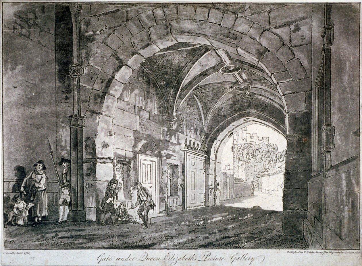 بوابة تحت معرض صور الملكة إليزابيث ، قلعة وندسور ، بيركشاير ، 1812 بواسطة بول ساندبي