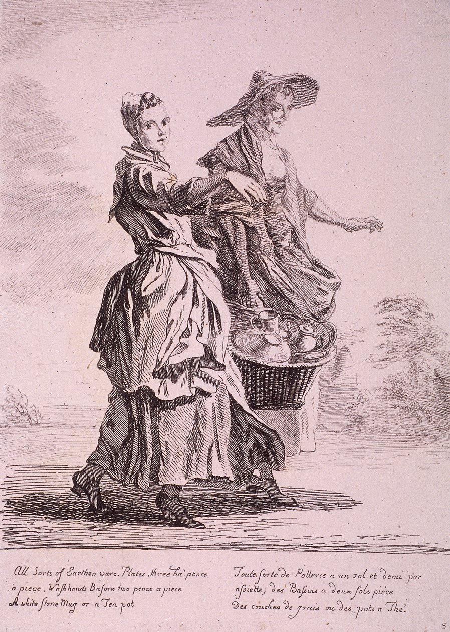 اثنان من بائعي الأواني الفخارية ، Cries of London ، 1760 بواسطة بول ساندبي